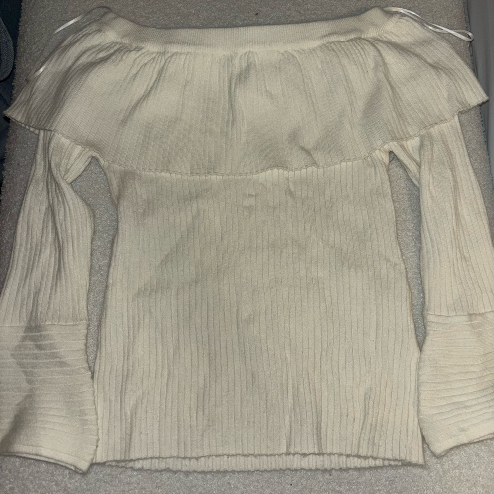 Moon River Anthropologie Off-Shoulder Cream Sweater